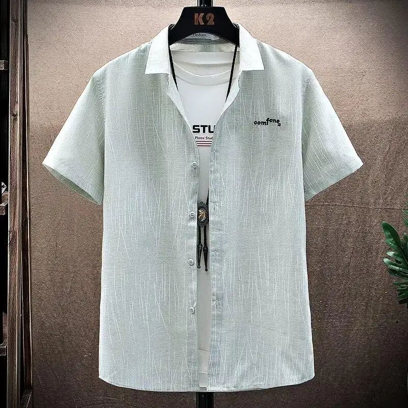 2024 Men's White Stripe Short Sleeve Shirt - Image 2