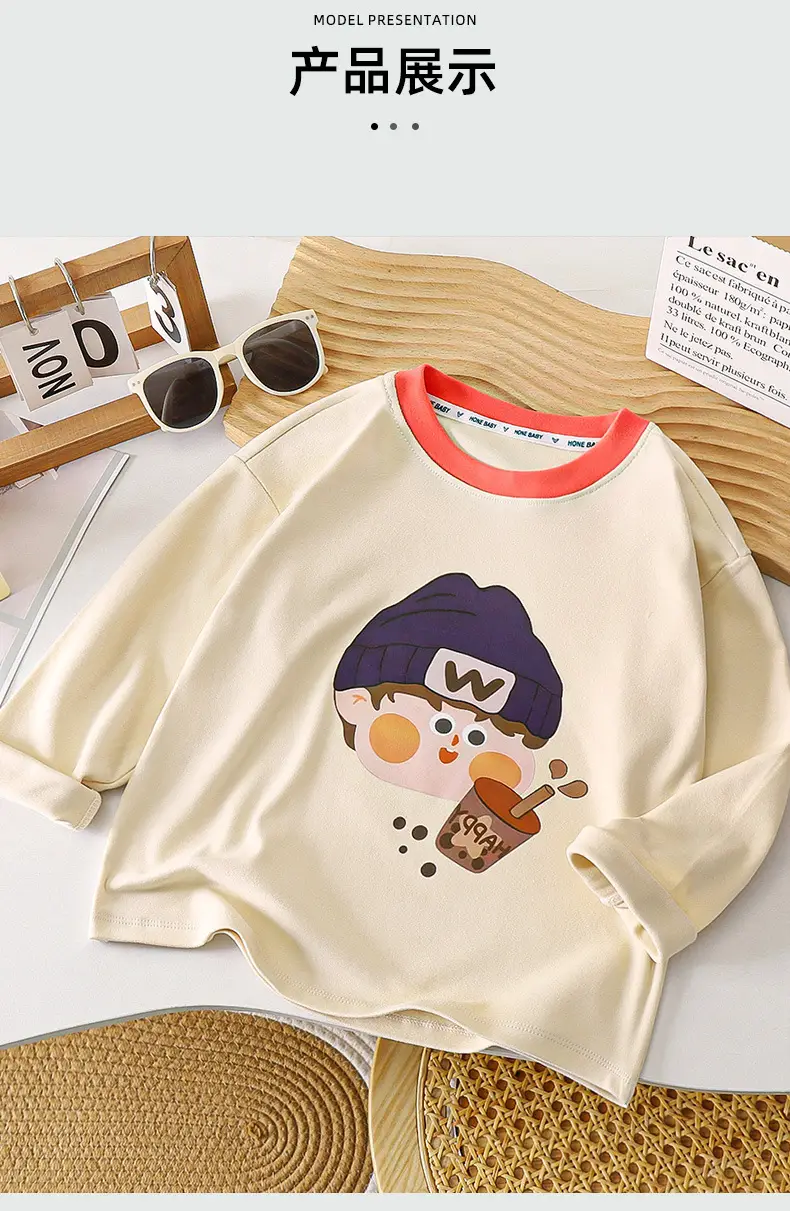 Children's Cotton Long Sleeve T-Shirt with Cartoon Print — feature 7