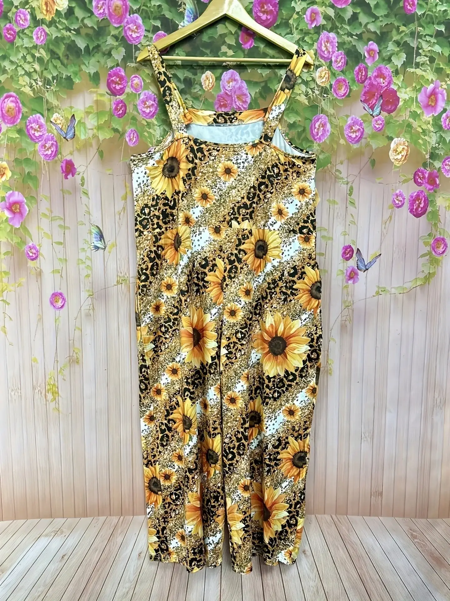 Wide Leg Printed Sunflower Jumpsuit for Women — feature 10