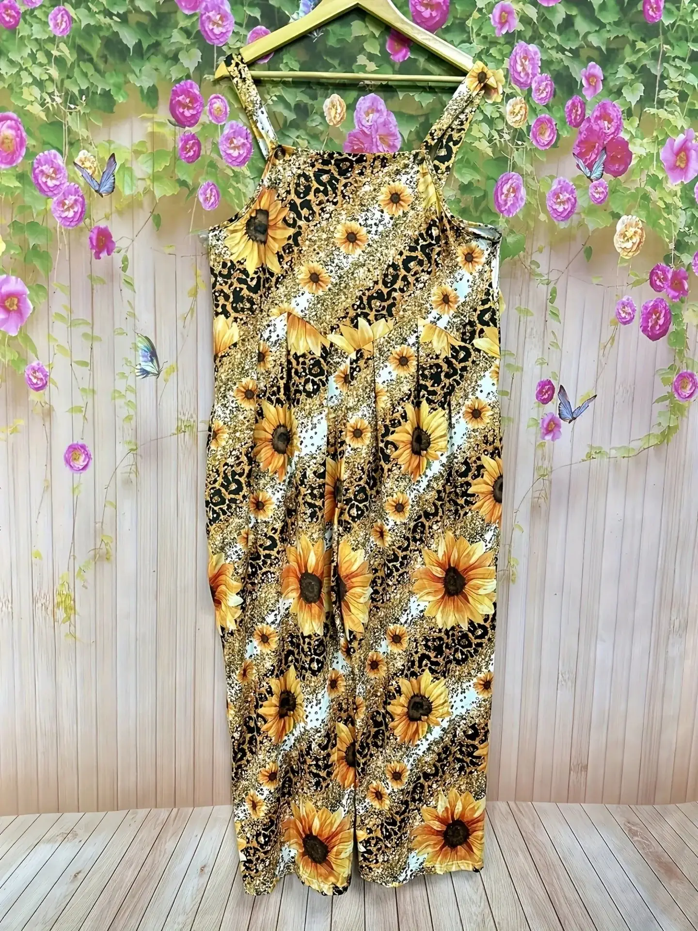 Wide Leg Printed Sunflower Jumpsuit for Women — feature 11