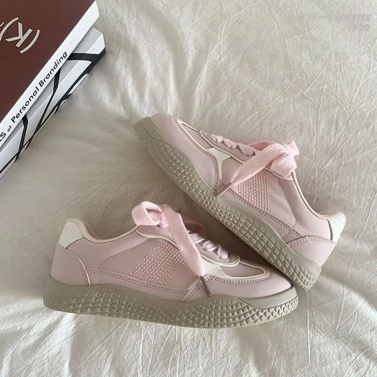 Thick-soled German Training Shoes 2024 Autumn New Breathable Explosive Leather Panel Shoes Niche Original All-match White Shoes Women's Shoes — feature 4