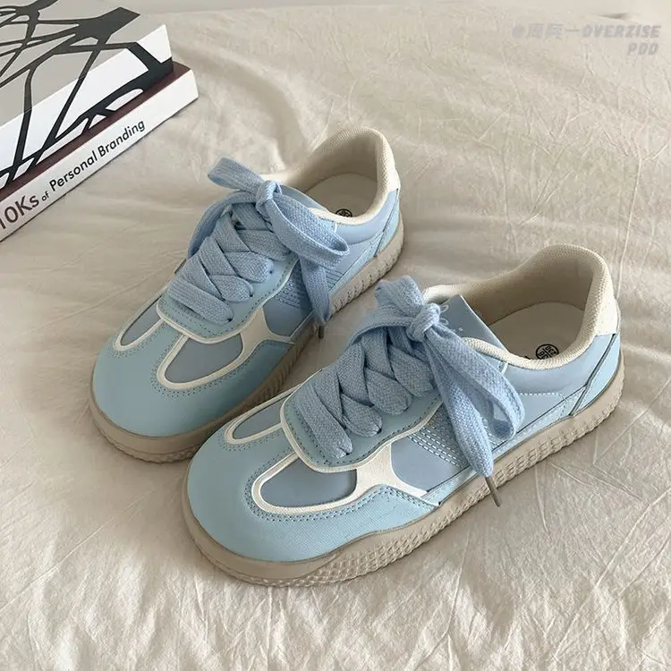 Thick-soled German Training Shoes 2024 Autumn New Breathable Explosive Leather Panel Shoes Niche Original All-match White Shoes Women's Shoes — feature 7