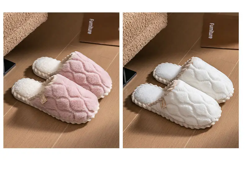 Cixi Cotton Slippers for Women Spring and Autumn and Winter Home Indoor Non-slip Home Warm Couple Winter Fur Plush Men — feature 16