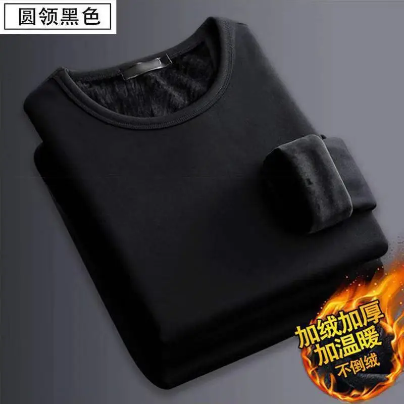 Men V-neck Fleece Lined Thermal Shirt Grey Winter Long Sleeve