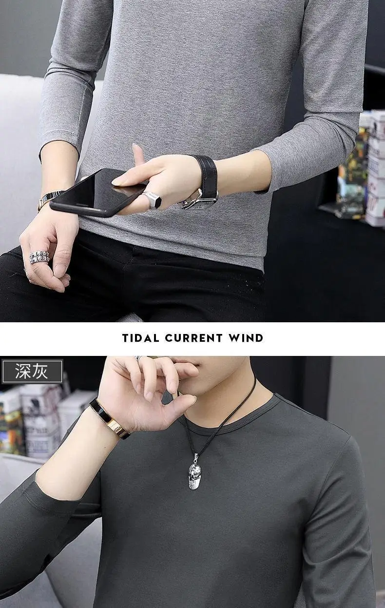 Men V-neck Fleece Lined Thermal Shirt Grey Winter Long Sleeve — feature 12