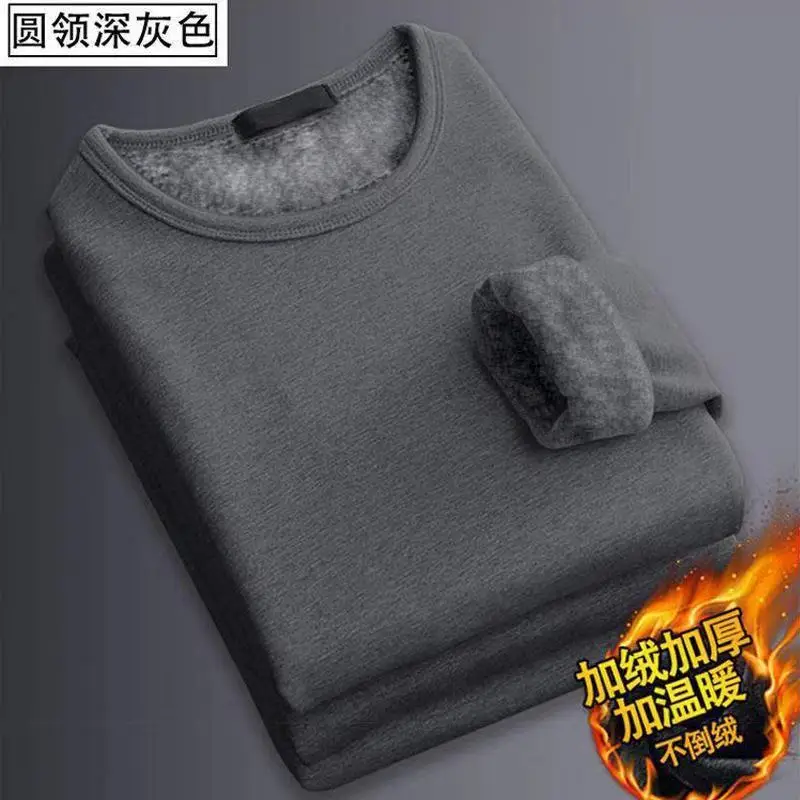 Velvet long sleeve round neck-dark gray