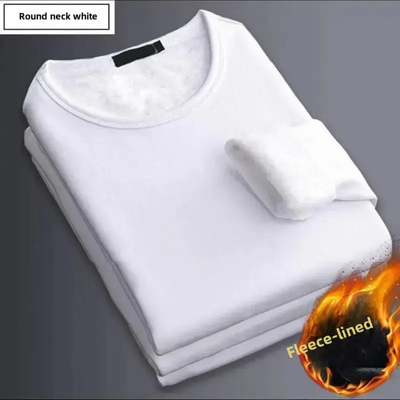 Men V-neck Fleece Lined Thermal Shirt Grey Winter Long Sleeve