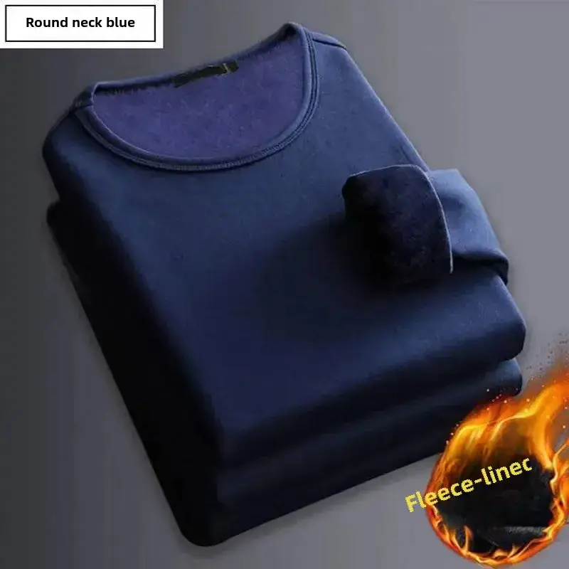 Men V-neck Fleece Lined Thermal Shirt Grey Winter Long Sleeve