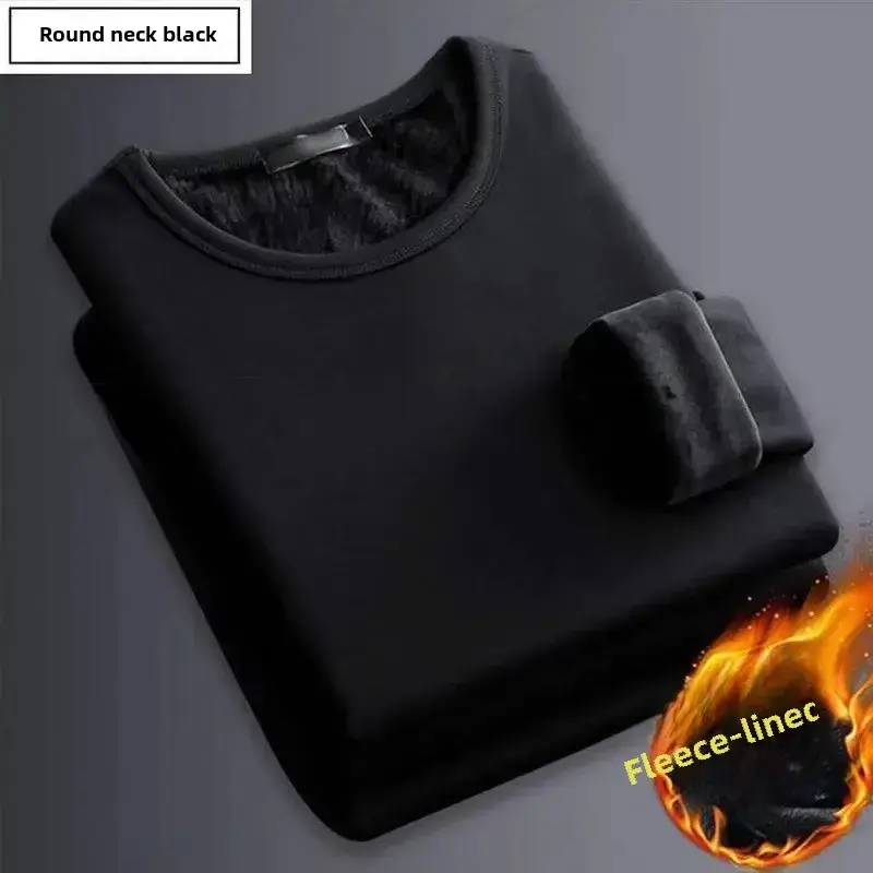 Men V-neck Fleece Lined Thermal Shirt Grey Winter Long Sleeve