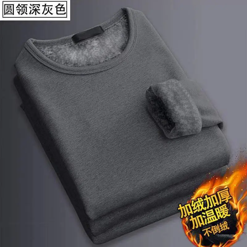 Men's Fleece Lined V-Neck Thermal Shirt Grey - Image 4