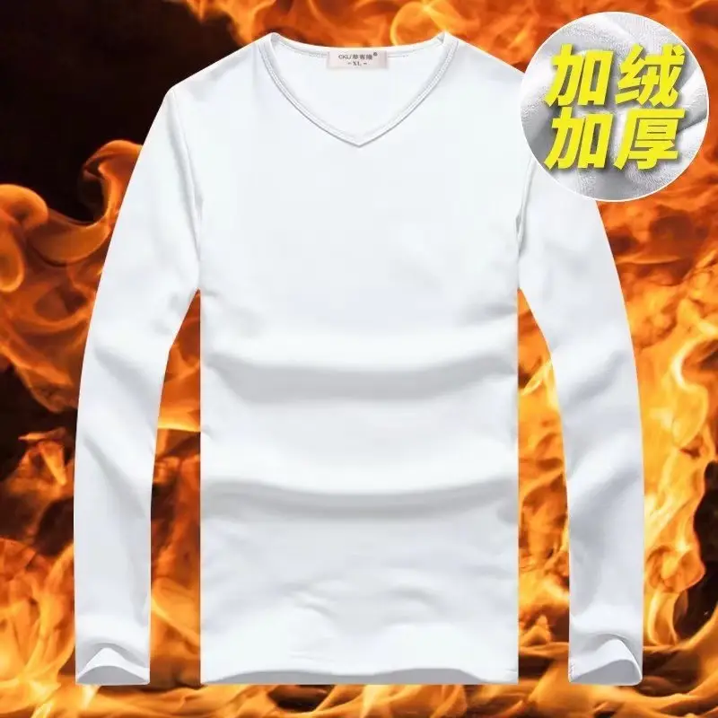 Men's Fleece Lined V-Neck Thermal Shirt Grey - Image 7
