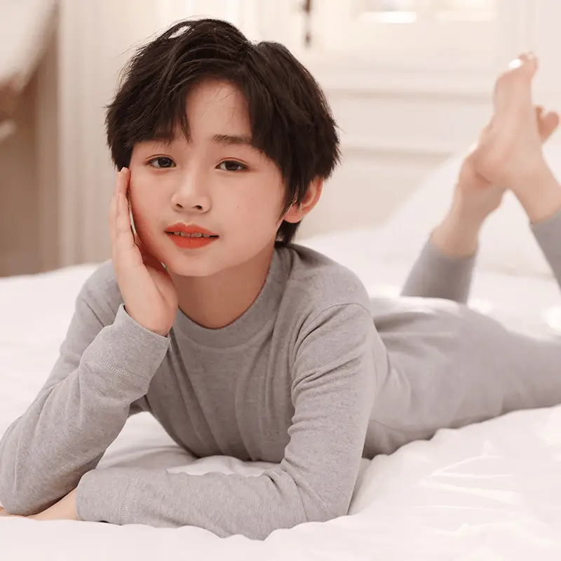 Wool Silk Thermal Pajamas for Big Boys Girls Autumn - Image 10