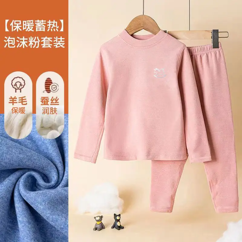 Wool Silk Thermal Pajamas for Big Boys Girls Autumn - Image 3