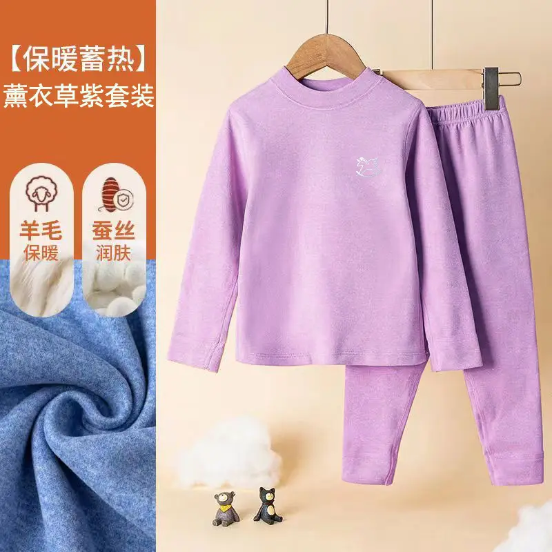 Wool Silk Thermal Pajamas for Big Boys Girls Autumn - Image 4