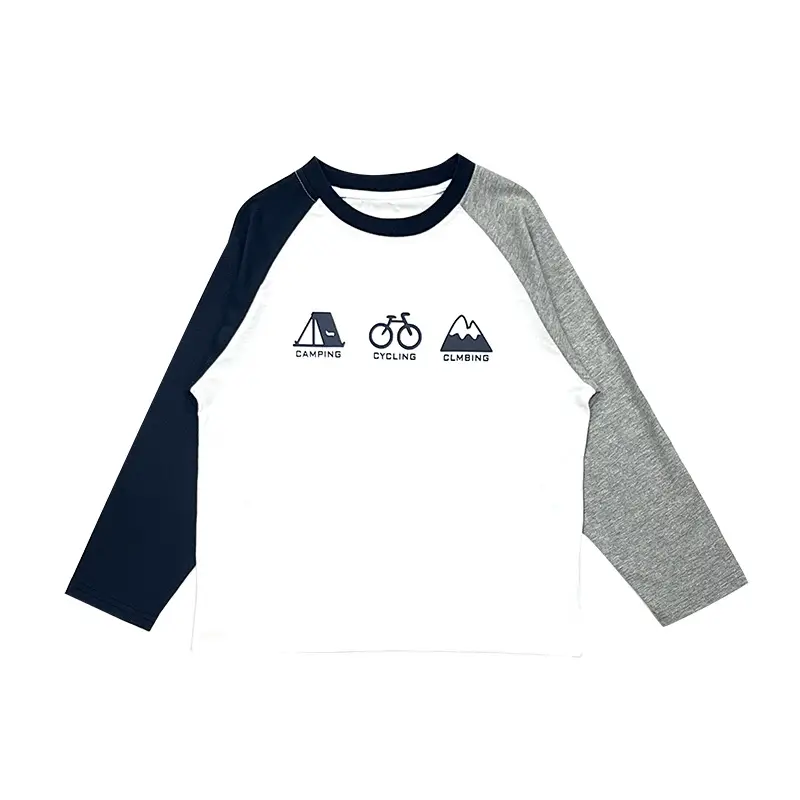 Children's 2024 T-Shirt White Blue Raglan Sleeve Print - Image 7