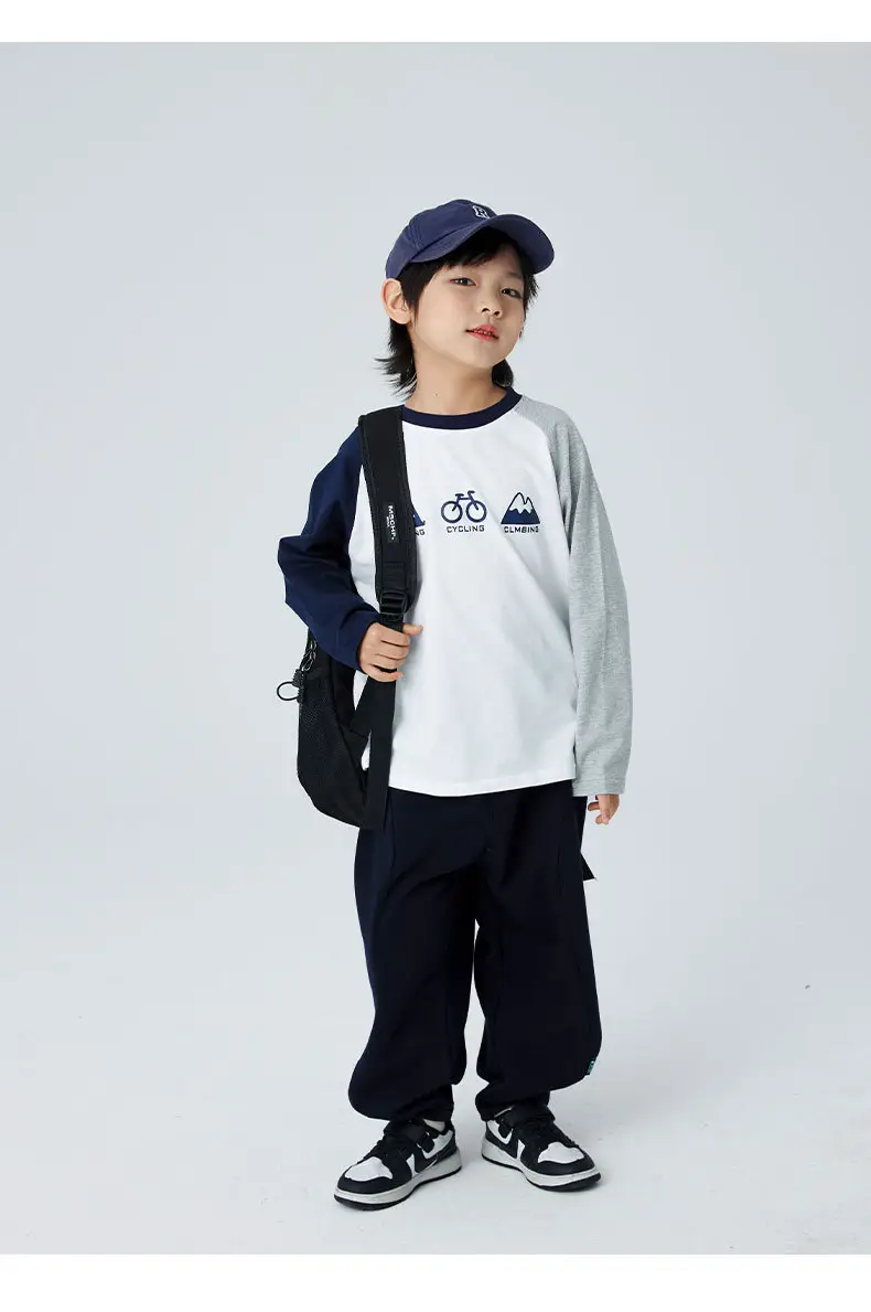 Children's 2024 T-Shirt White Blue Raglan Sleeve Print — feature 10
