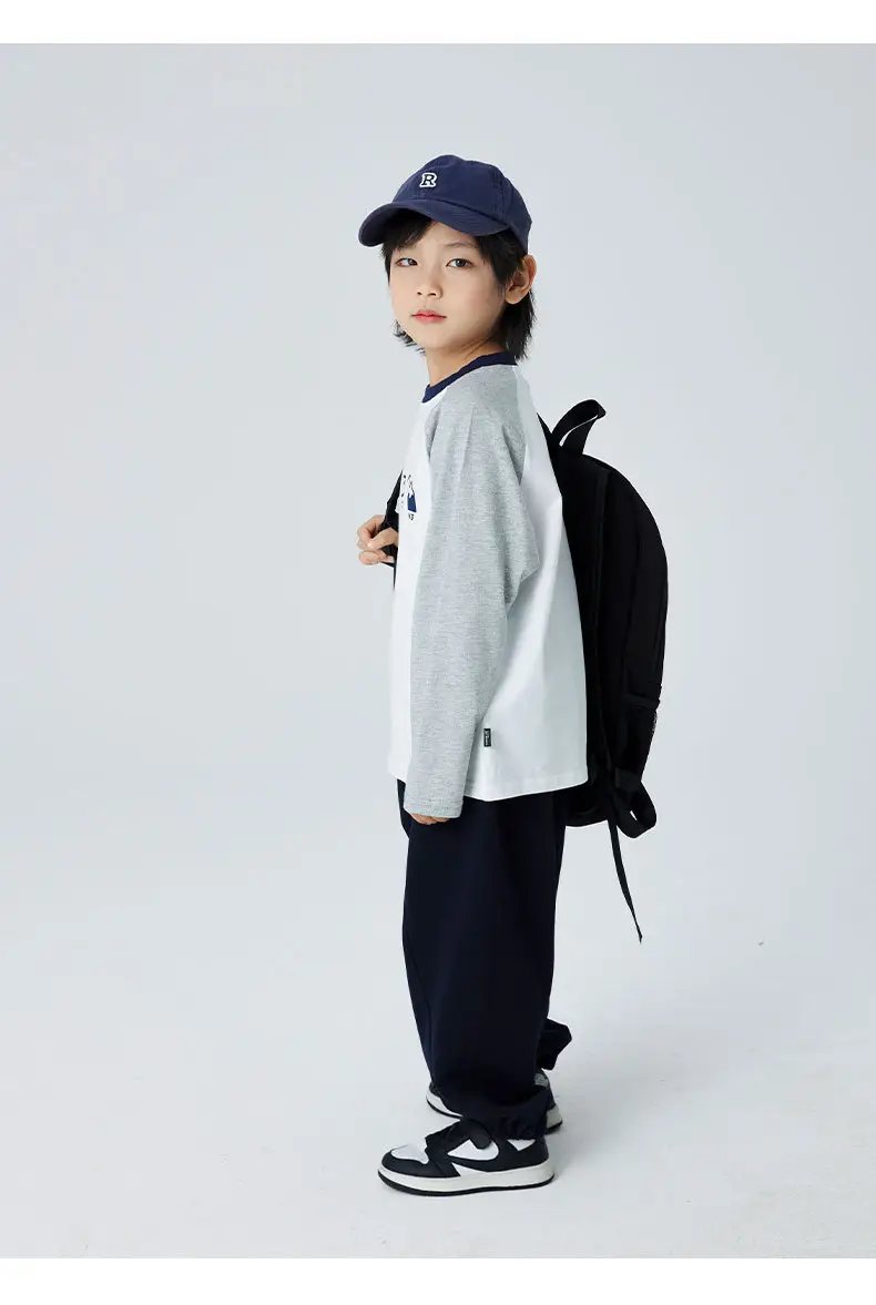 Children's 2024 T-Shirt White Blue Raglan Sleeve Print — feature 11