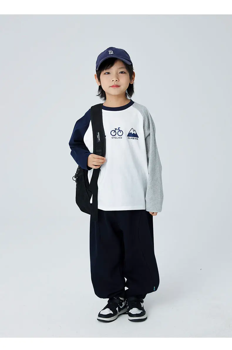 Children's 2024 T-Shirt White Blue Raglan Sleeve Print — feature 12