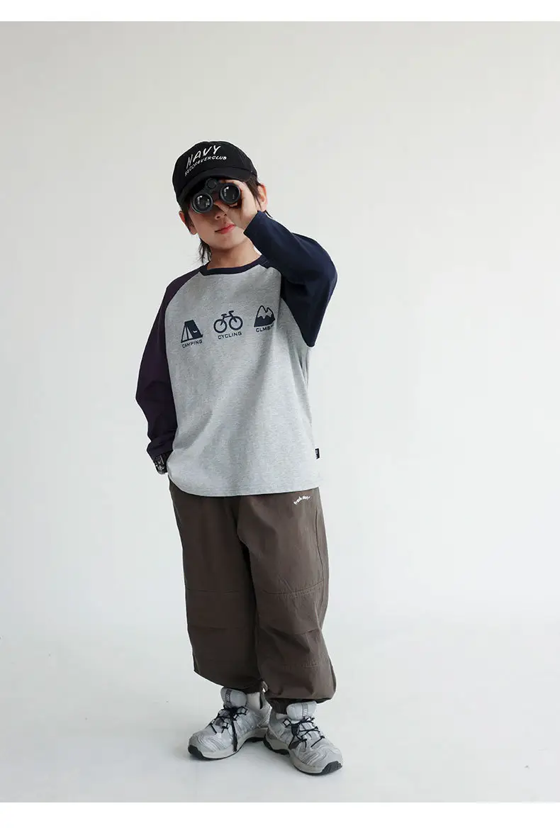 Children's 2024 T-Shirt White Blue Raglan Sleeve Print — feature 19