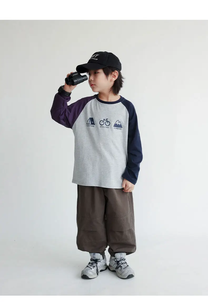 Children's 2024 T-Shirt White Blue Raglan Sleeve Print — feature 20