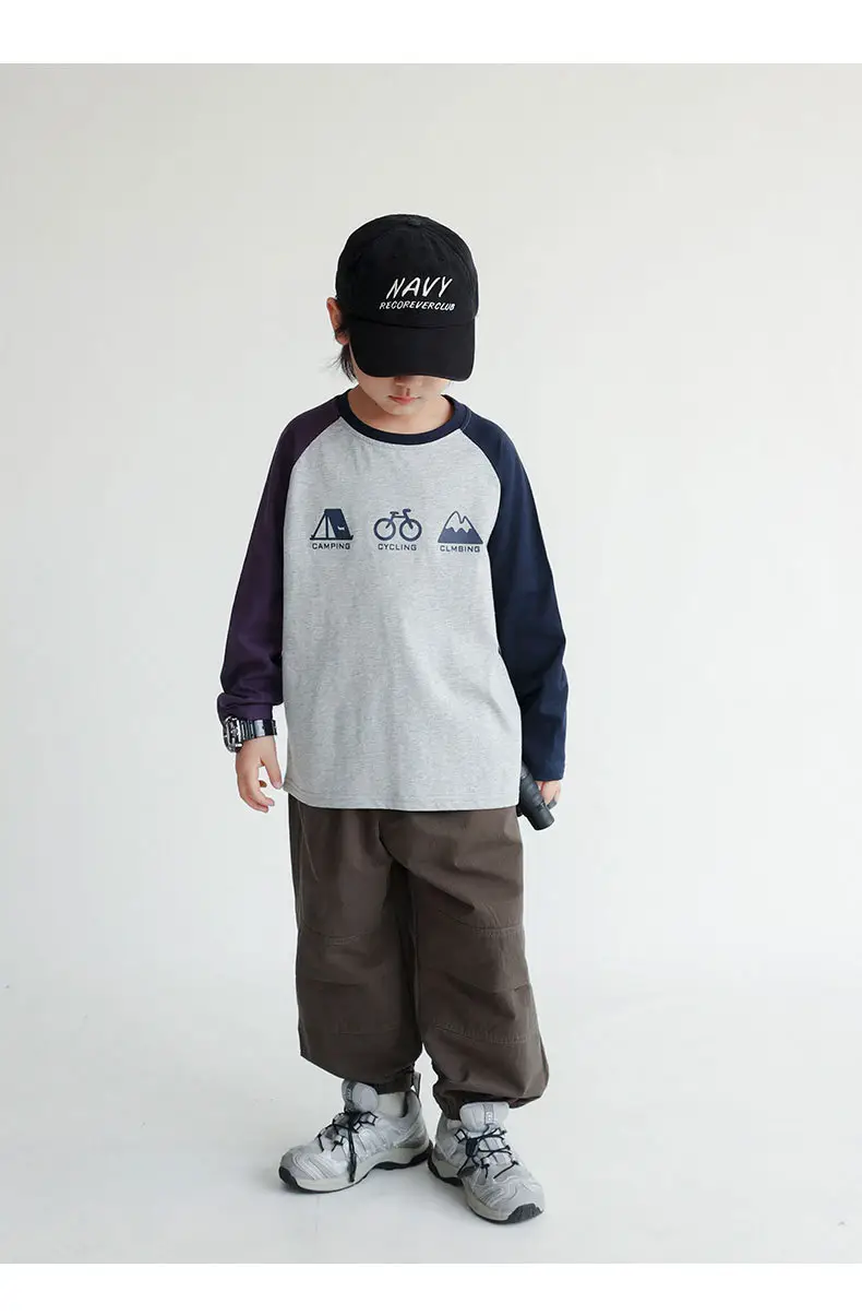 Children's 2024 T-Shirt White Blue Raglan Sleeve Print — feature 21