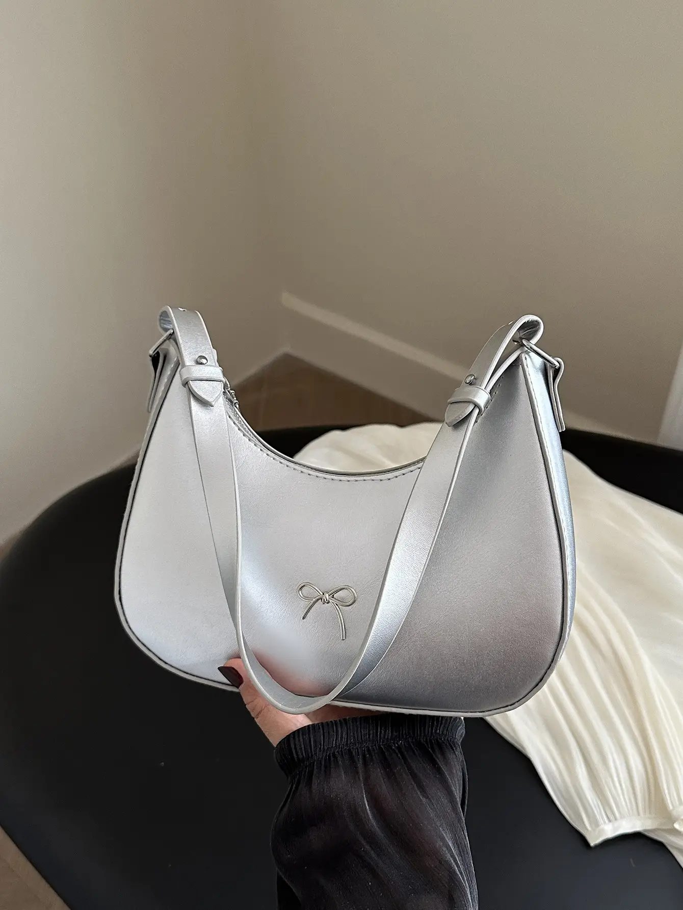 Silver Bow Pouch for Women Casual Shoulder Bag - Image 10