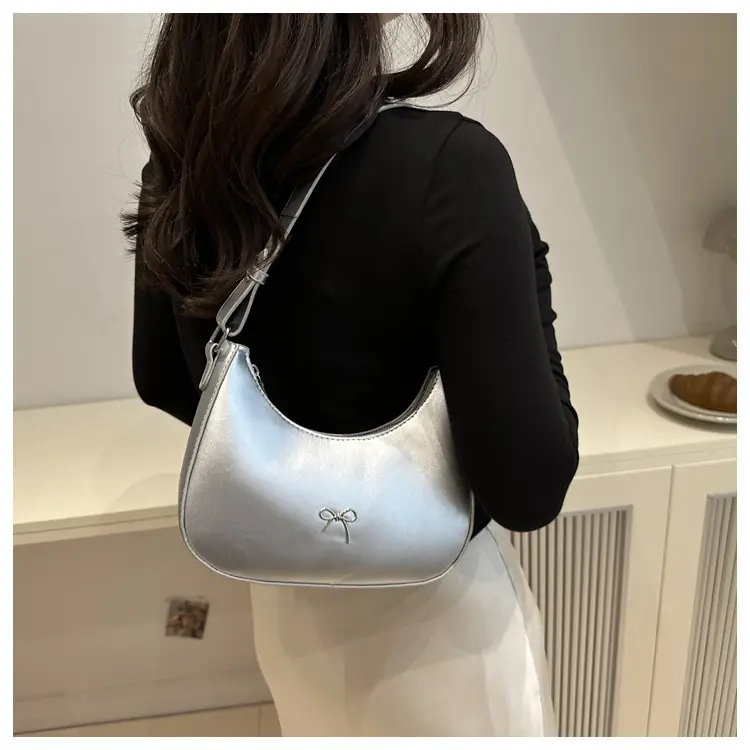 Silver Bow Pouch for Women Casual Shoulder Bag — feature 8