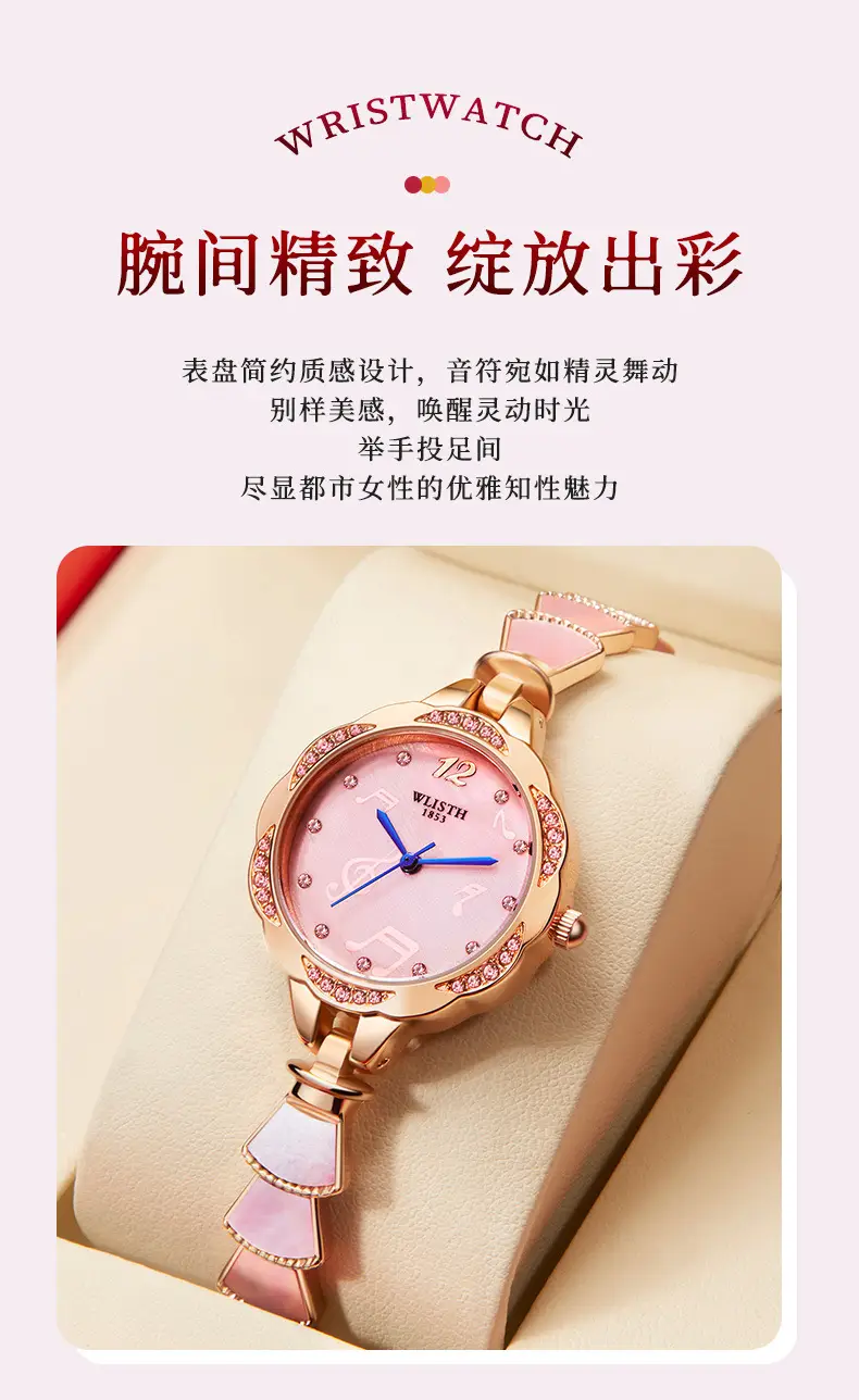 Women's Pink Bow Wristwatch with Crystal Accents — feature 2