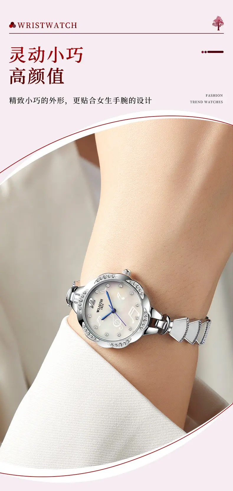 Women's Pink Bow Wristwatch with Crystal Accents — feature 3