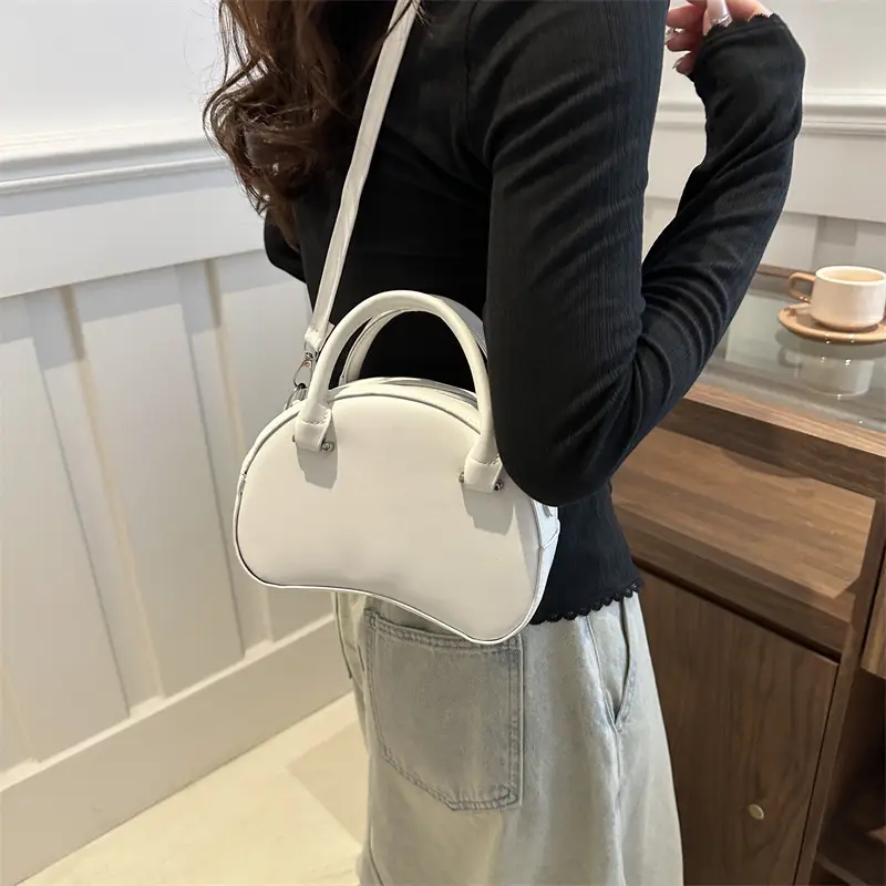 Korean Style Black Textured Shoulder Crossbody Bag 2024 - Image 8