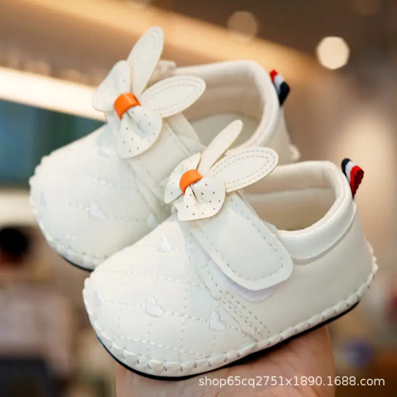 White Bunny Bow Baby Shoes 0-1 Year Old