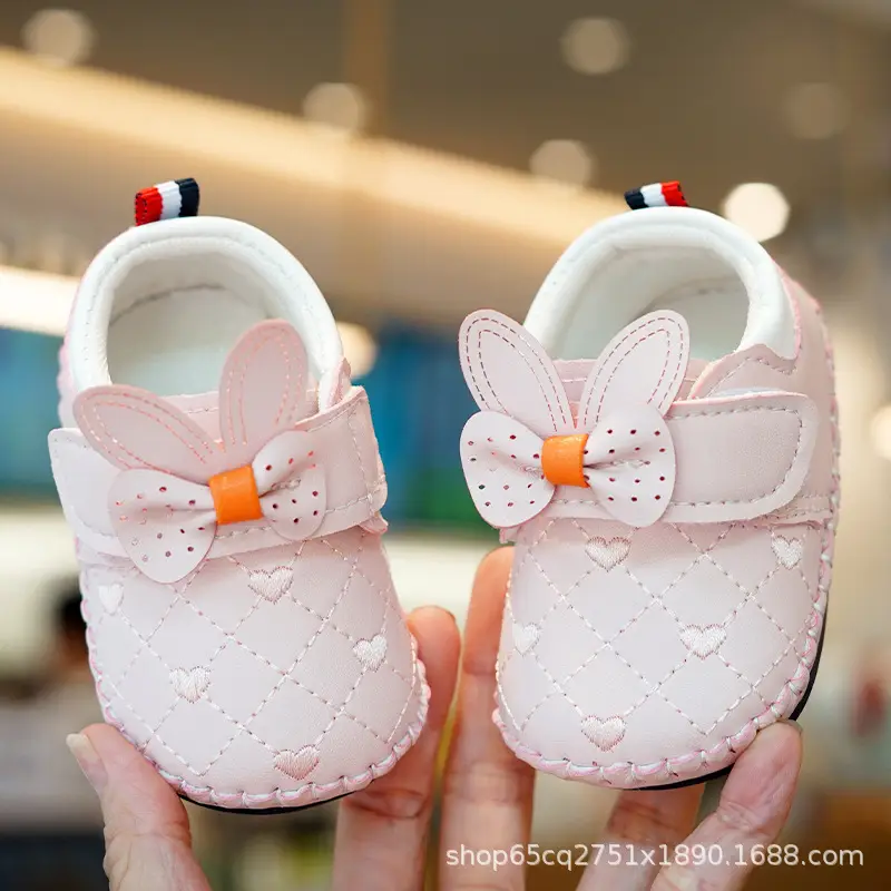 White Bunny Bow Baby Shoes 0-1 Year Old