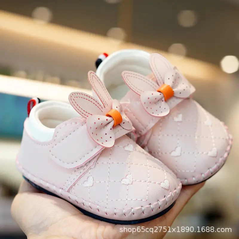 White Bunny Bow Baby Shoes 0-1 Year Old