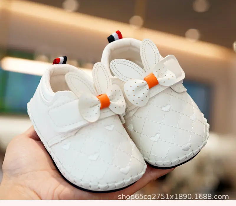 White Bunny Bow Baby Shoes 0-1 Year Old — feature 2