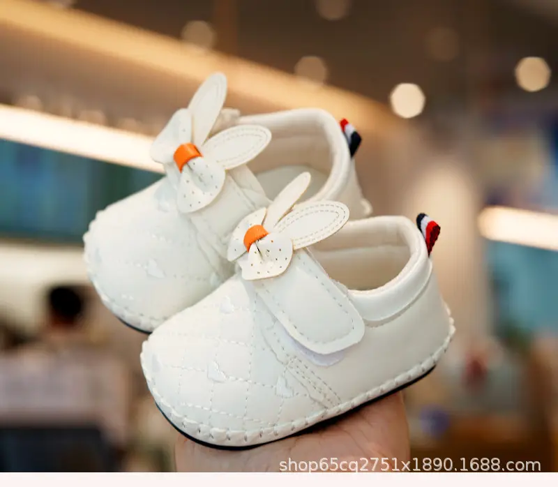 White Bunny Bow Baby Shoes 0-1 Year Old — feature 3
