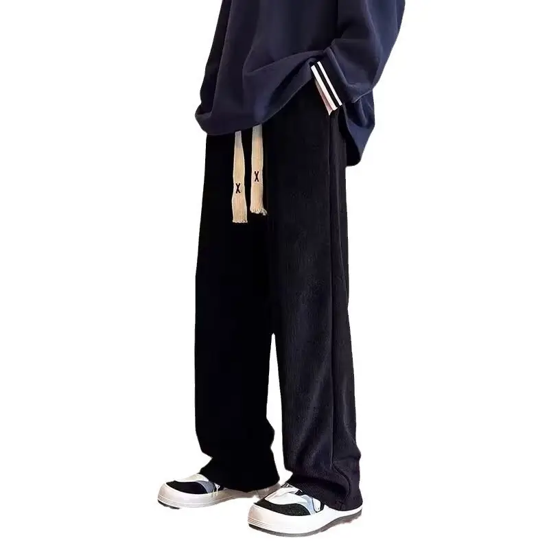 Men's Heavy Loose Corduroy Pants White Wide Leg - Image 13