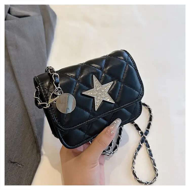 Mini Rhomboid Chain Bag with Star Diamond Design — feature 27