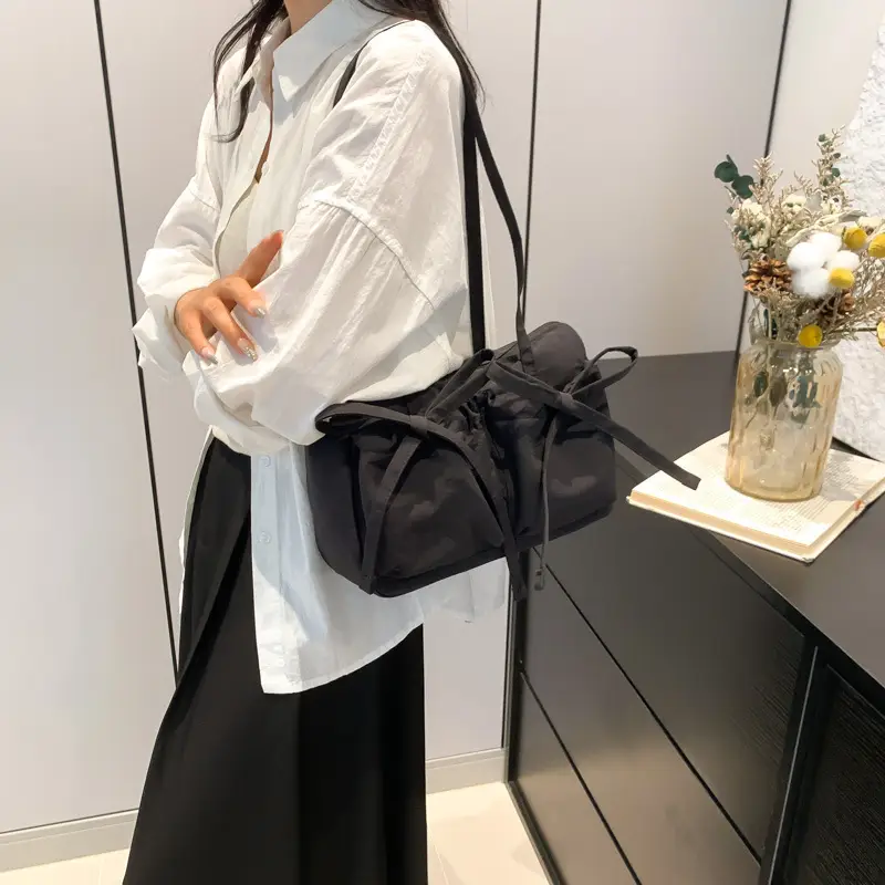 Pink Bow Shoulder Bag for Women Large Capacity Casual Commuter - Image 9
