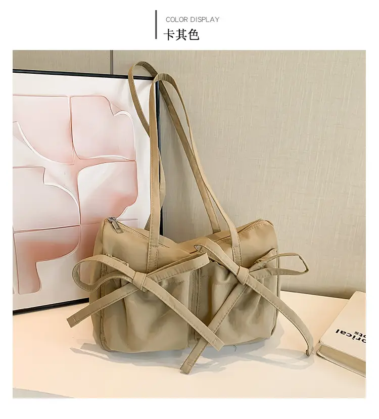 Pink Bow Shoulder Bag for Women Large Capacity Casual Commuter — feature 13