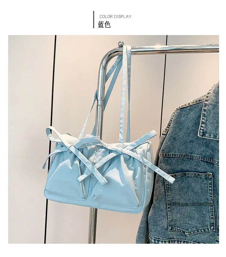 Pink Bow Shoulder Bag for Women Large Capacity Casual Commuter — feature 15