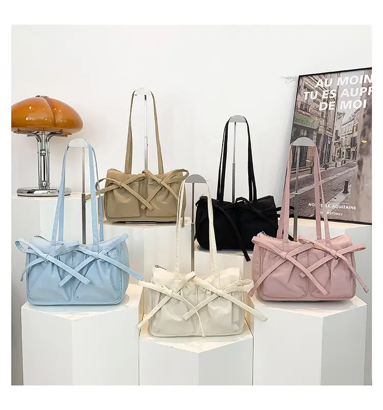 Pink Bow Shoulder Bag for Women Large Capacity Casual Commuter — feature 16