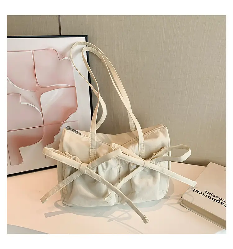 Pink Bow Shoulder Bag for Women Large Capacity Casual Commuter — feature 17
