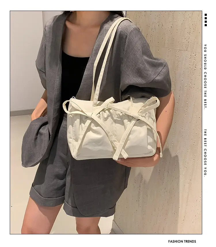 Pink Bow Shoulder Bag for Women Large Capacity Casual Commuter — feature 2