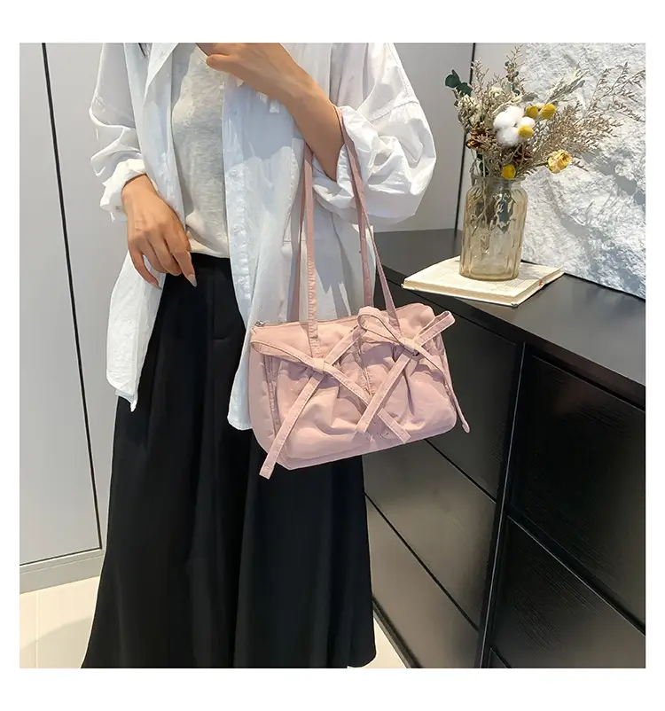 Pink Bow Shoulder Bag for Women Large Capacity Casual Commuter — feature 34