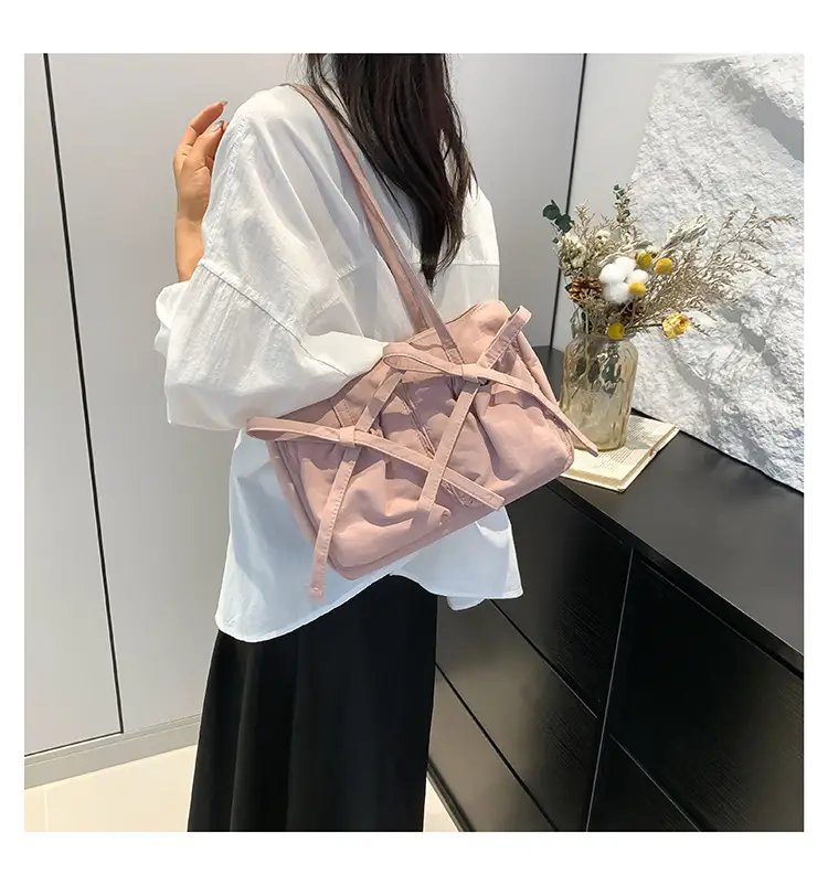 Pink Bow Shoulder Bag for Women Large Capacity Casual Commuter — feature 35