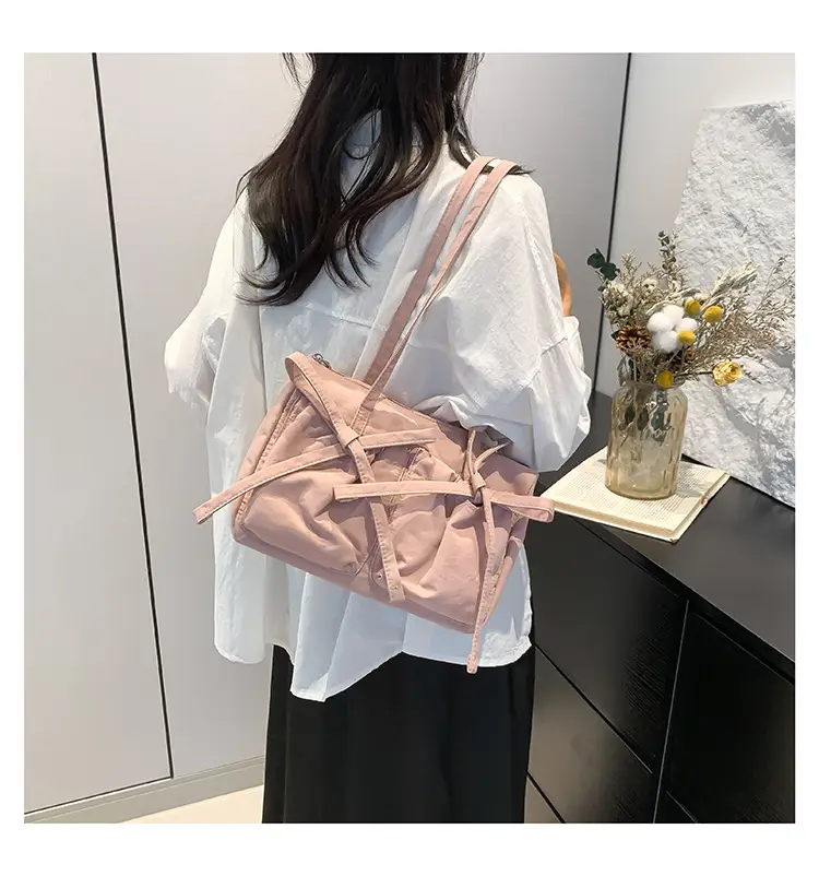 Pink Bow Shoulder Bag for Women Large Capacity Casual Commuter — feature 36