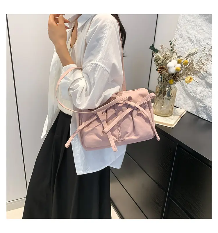 Pink Bow Shoulder Bag for Women Large Capacity Casual Commuter — feature 37