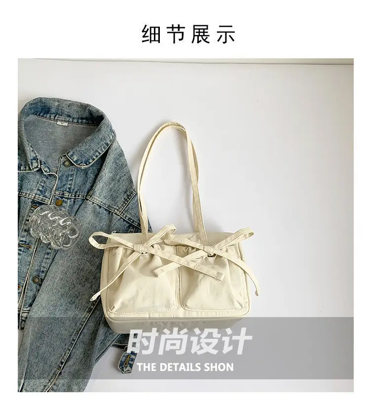 Pink Bow Shoulder Bag for Women Large Capacity Casual Commuter — feature 4