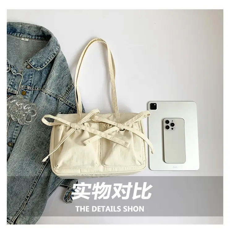 Pink Bow Shoulder Bag for Women Large Capacity Casual Commuter — feature 7