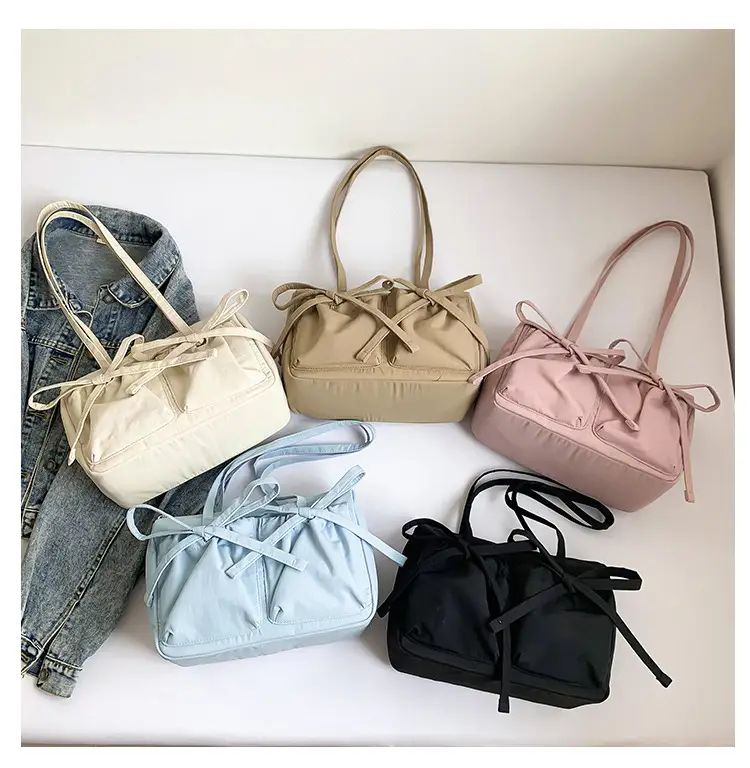 Pink Bow Shoulder Bag for Women Large Capacity Casual Commuter — feature 9